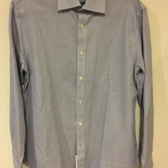 Michael Kors Slim Fit Striped Blue Shirt Size 15.5 - Picture 1 of 5